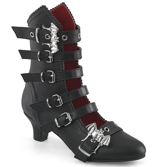 Gothic Scalloped Bat Ankle Boots - Picture 3 of 5
